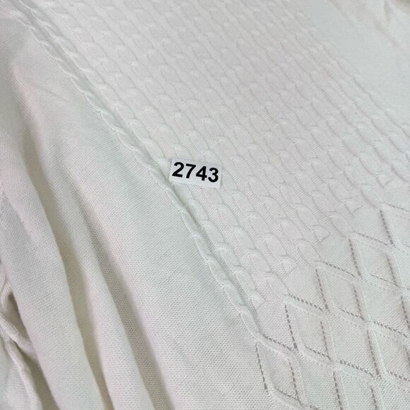 Croft & Barrow Sweater Cardigan Womens 3X White Open Front Cable Knit Classic - Picture 5 of 7